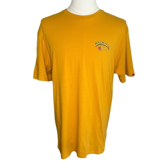 Quiksilver‎ Graphic T-Shirt Wave Logo Regular Fit Tee Mustard Yellow Large - Picture 1 of 5